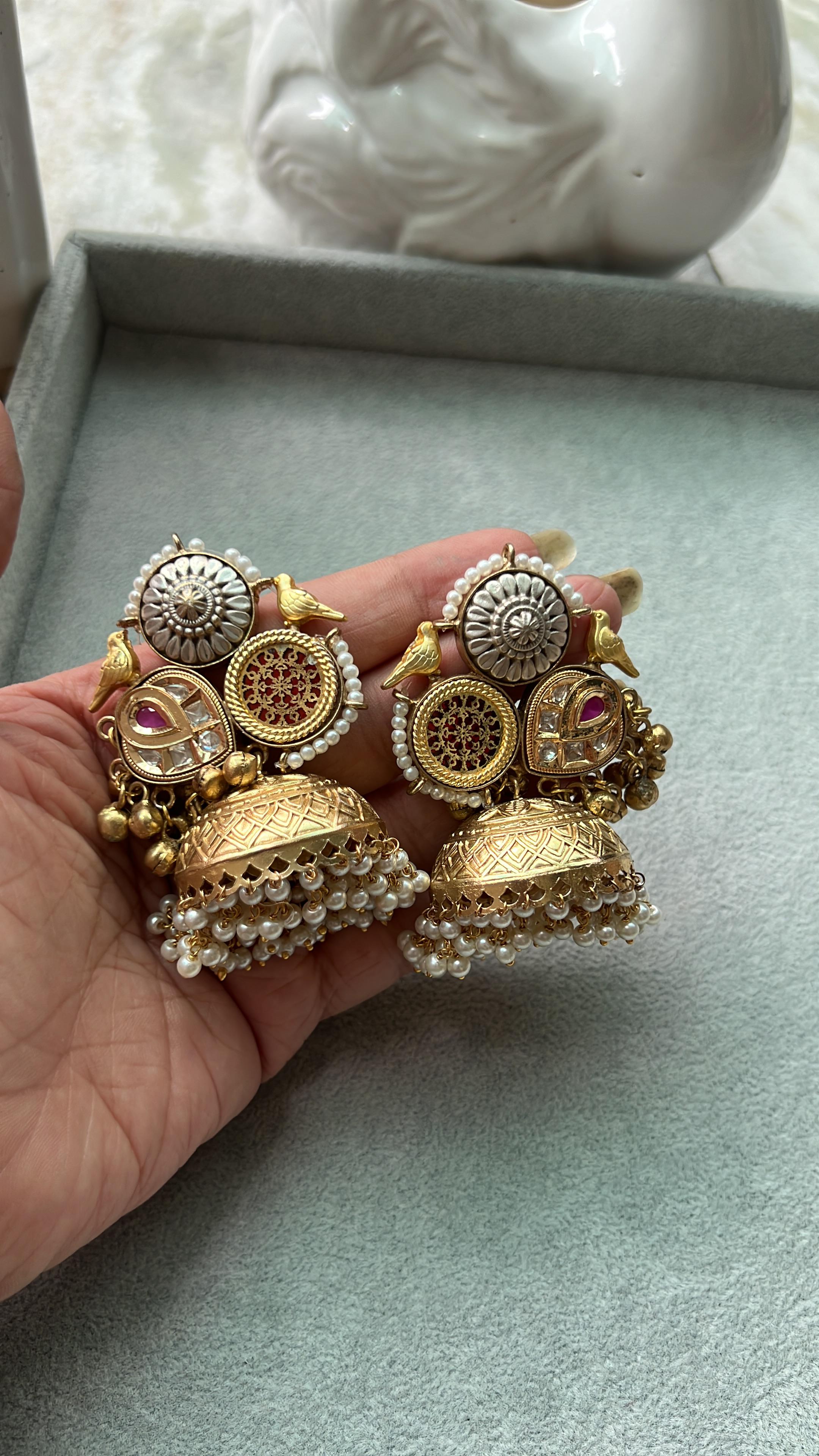 Thewa kundan jhumka